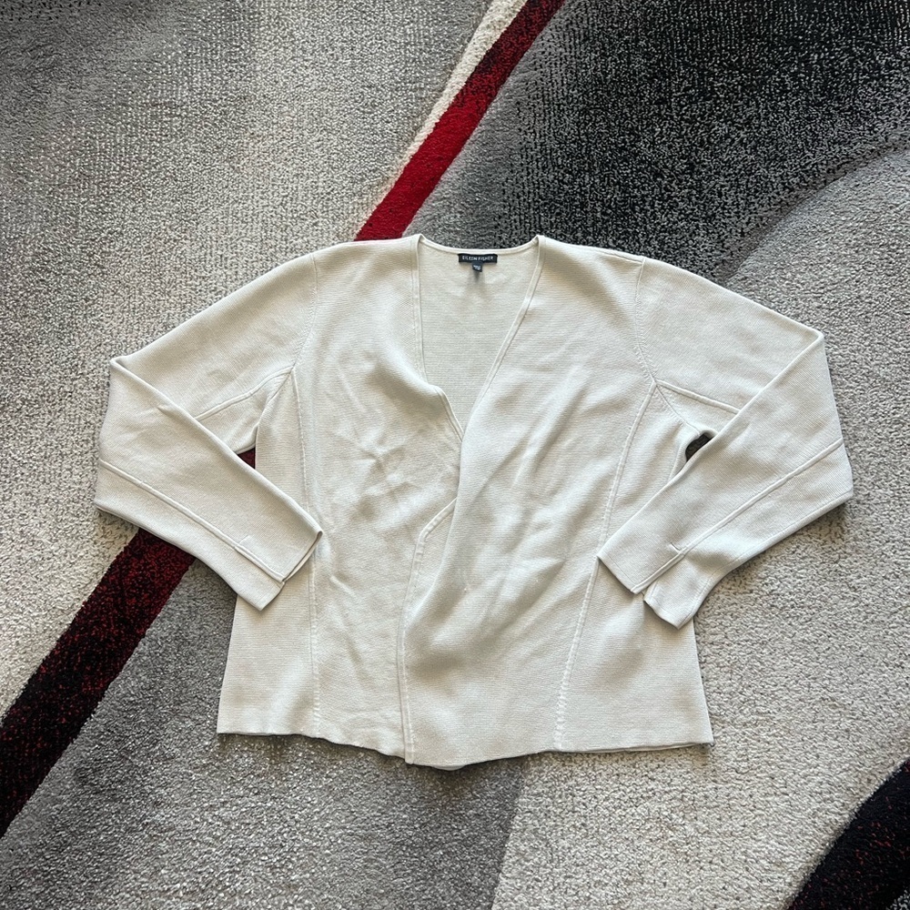 Eileen Fisher Ivory Open Front Cardigan